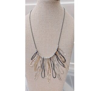 PZ Israel 925 Sterling Silver Hammered Tricolor Fringe Dangle Necklace 18"